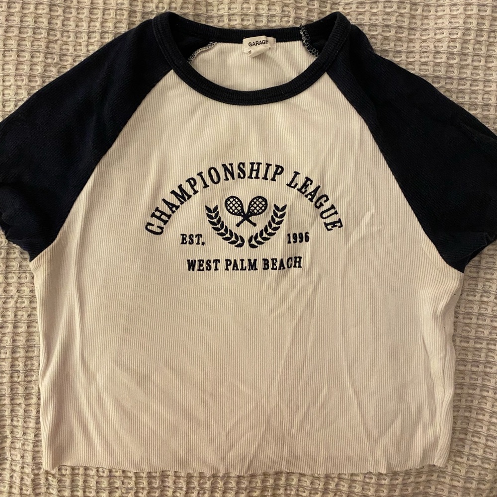 Garage Navy and White Baby Tee